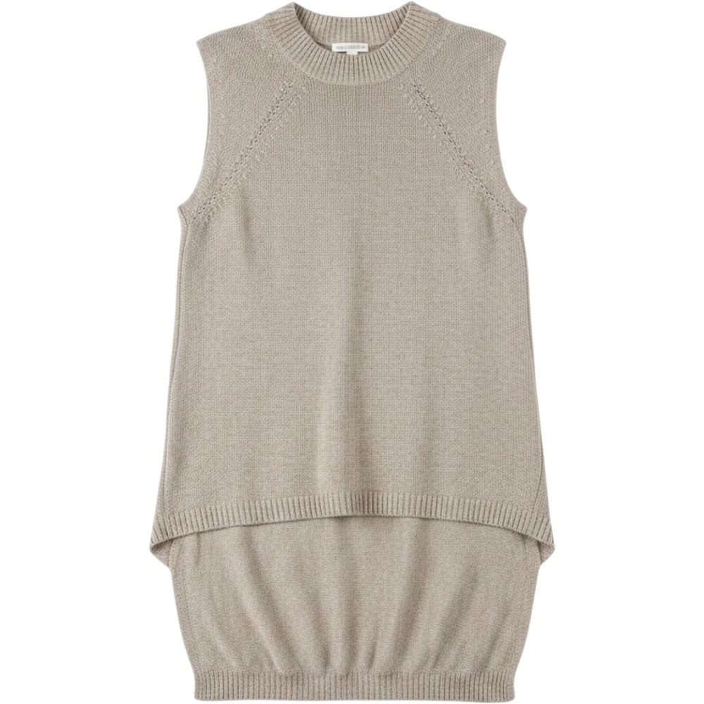 Brochu Walker Oatmeal Beige Knit Sleeveless Sweater High Low Hem Small